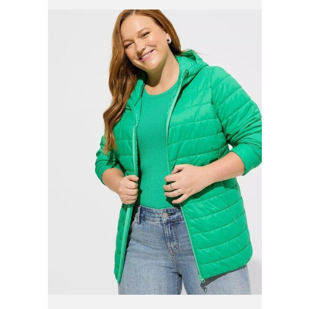Torrid Green‎ Hooded Lightweight Packable Puffer Jacket Size 4 Plus